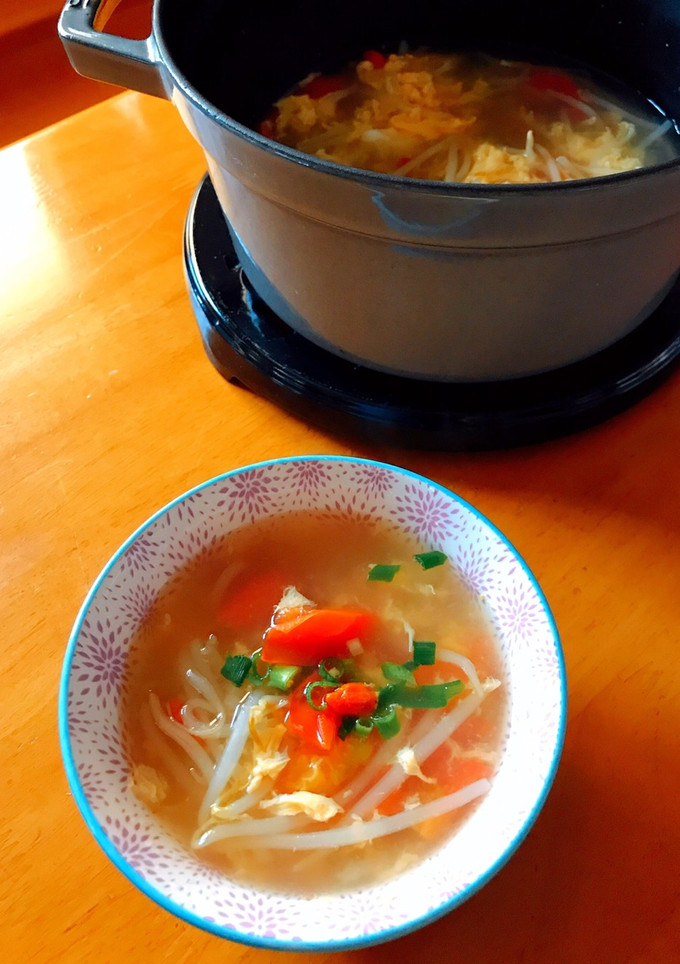 簡単薬膳！緑豆もやしとトマトの生姜スープ-レシピのメイン写真