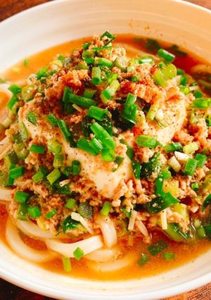 冷製マーボーうどん【火・包丁・鍋不使用】-レシピのメイン写真