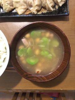 ポカポカ♪そら豆とひよこ豆の中華スープ-レシピのメイン写真