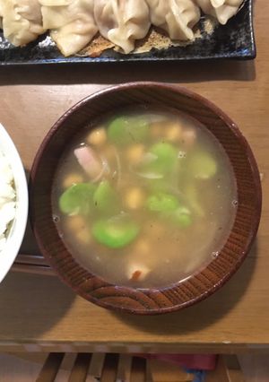 ポカポカ♪そら豆とひよこ豆の中華スープ-レシピのメイン写真