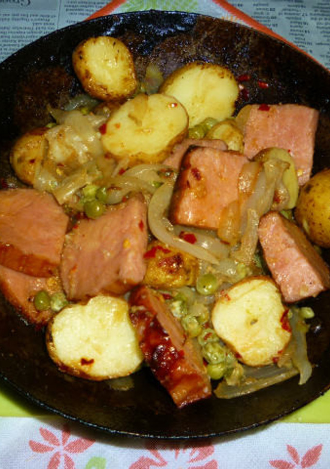 焼き豚・玉ねぎ・男爵のアヒージョ炒め-レシピのメイン写真