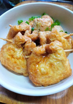 根菜つくねの巾着煮-レシピのメイン写真