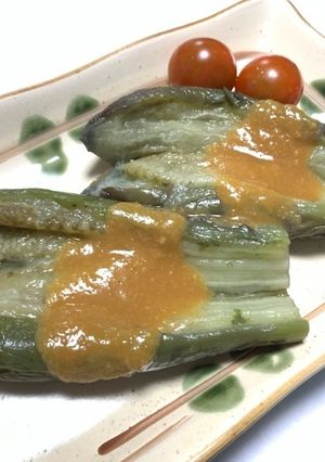 Morita家のなすの丸ゆで 酢みそがけ-レシピのメイン写真