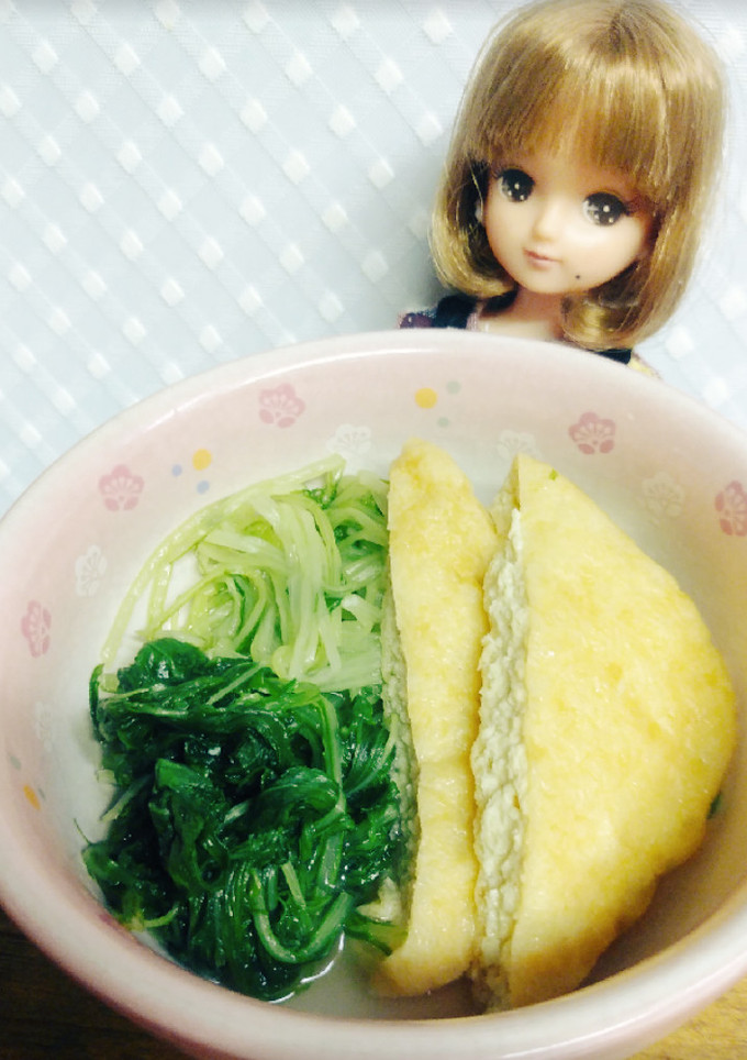 水菜と薄揚げさんを昆布茶でたいたんꕤ*-レシピのメイン写真