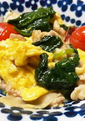 豚肉とほうれん草の玉子あんかけ-レシピのメイン写真