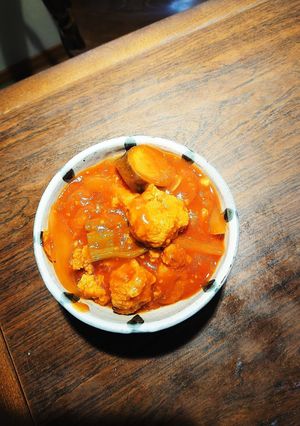 肩ロース肉団子のトマト野菜餡掛け-レシピのメイン写真