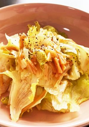 サッとおつまみ！なめ茸とレタスの和え物-レシピのメイン写真
