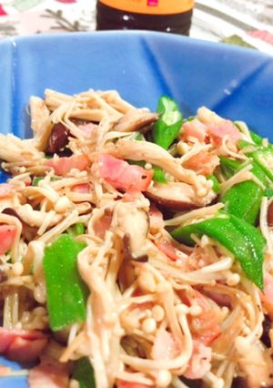 えのきとオクラ、ベーコンのにんにく炒め-レシピのメイン写真