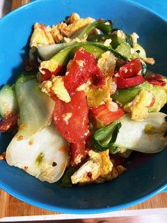 ちんげん菜、トマトと卵の中華炒め-レシピのメイン写真