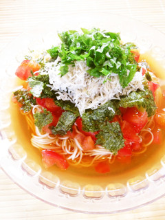 ☺簡単♪海苔としらすのトマトそうめん☺-レシピのメイン写真