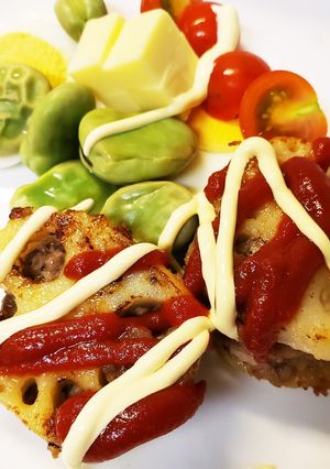 ミンチ練るだけ簡単♪蓮根のミンチ挟み焼き-レシピのメイン写真