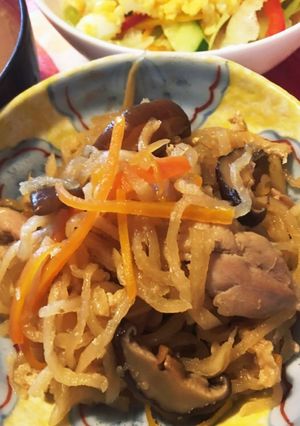生姜が滲みる切干し大根の煮物（鶏胸肉入）-レシピのメイン写真