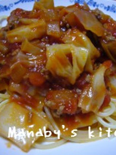 キャベツたっぷり!簡単ミートソースパスタ-レシピのメイン写真