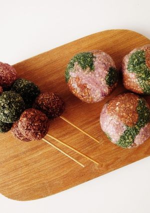 オートミールの三色だんご　カモフラ饅頭-レシピのメイン写真