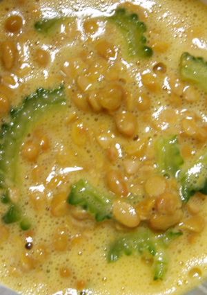 ヘルシー！ゴーヤの温泉卵納豆ソース！-レシピのメイン写真