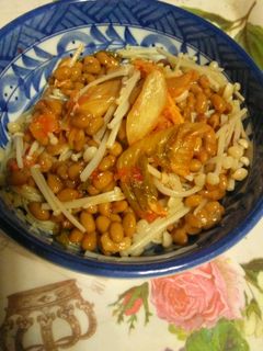 レンジで3分!エノキのキムチ納豆和え-レシピのメイン写真
