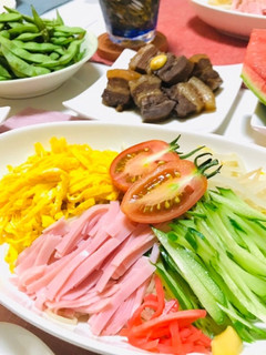 冷やし中華メインの夕飯献立-レシピのメイン写真