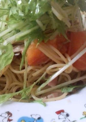 水菜とトマトのあっさりパスタ-レシピのメイン写真