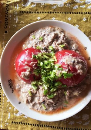 サバ水煮缶ドレッシングのトマトかけ-レシピのメイン写真