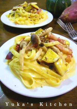 さつまいもとしめじの秋の恵みカルボナーラ-レシピのメイン写真