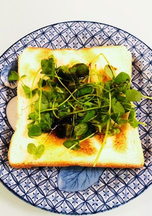 豆苗のオイスターソースがけトースト-レシピのメイン写真