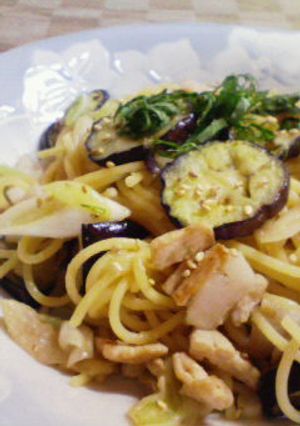 豚・ナス・長ねぎの味噌味パスタ-レシピのメイン写真