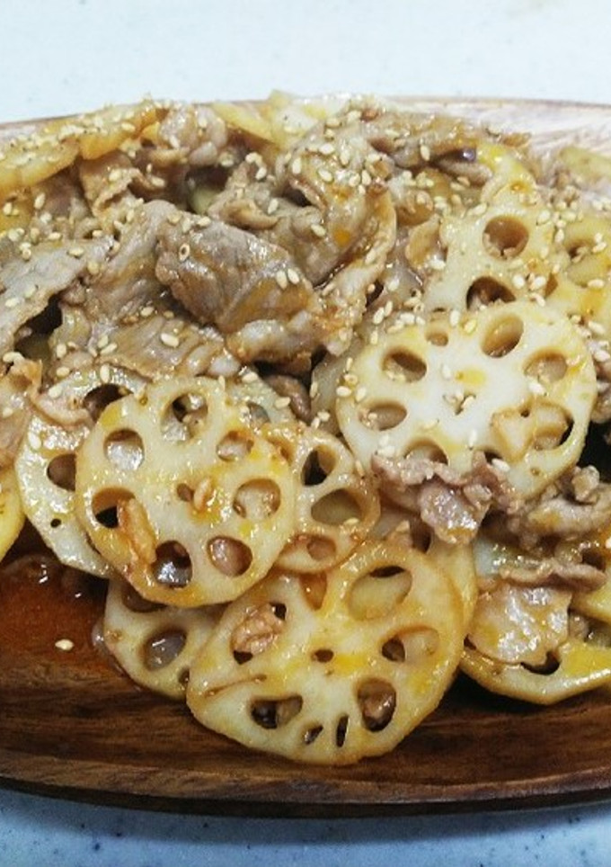 簡単！豚肉と蓮根の照り焼き炒め！-レシピのメイン写真
