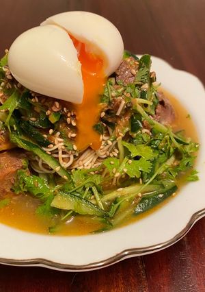 さばカレー缶とキュウリのとうふそうめん風-レシピのメイン写真
