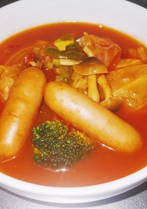 簡単トマト缶でウインナーと野菜のスープ-レシピのメイン写真