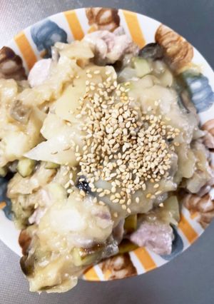 レンジクリームシチュー豚こまのせドーム蒸-レシピのメイン写真