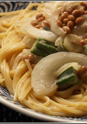ネバネバ好き納豆とオクラのクリームパスタ-レシピのメイン写真