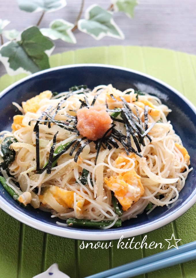 たらことほうれん草のビーフン炒め-レシピのメイン写真