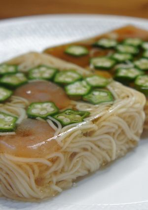 そうめん、おくら、海老のゼリー寄せ-レシピのメイン写真