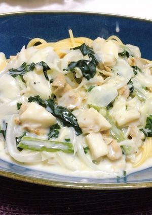 帆立とほうれん草のクリームパスタ-レシピのメイン写真