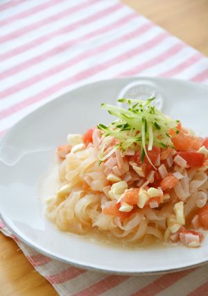 生こんにゃく麺で冷製パスタ風-レシピのメイン写真