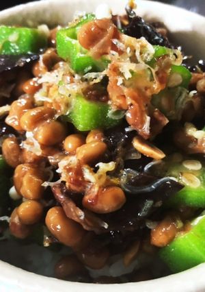 きくらげ、納豆、オクラのネバネバ丼-レシピのメイン写真