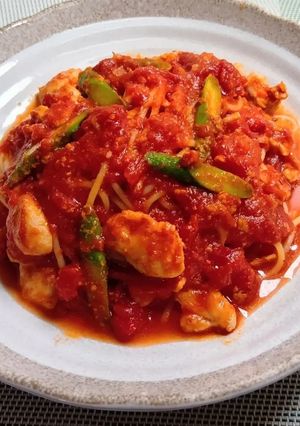 ささみとアスパラのトマトパスタ-レシピのメイン写真