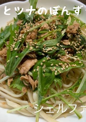 簡単麺レシピ！大葉とツナのぽんずうどん＊-レシピのメイン写真