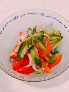 トマト、きゅうり、ハムの、中華風サラダ-レシピのメイン写真