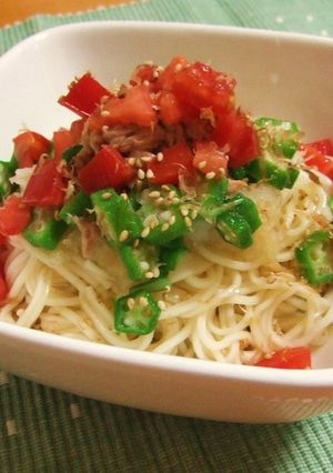 簡単★☆ツナとオクラのおろしそうめん-レシピのメイン写真