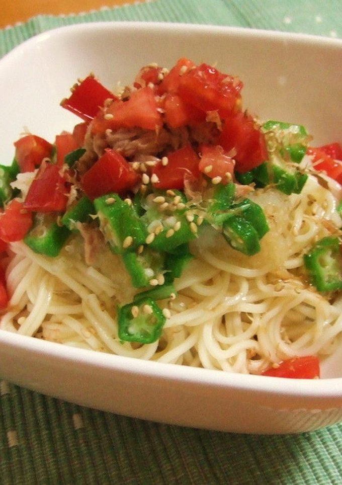 簡単★☆ツナとオクラのおろしそうめん-レシピのメイン写真