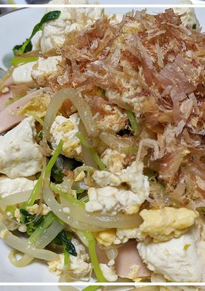 余り物活用！豆腐と豆苗のチャンプルー-レシピのメイン写真