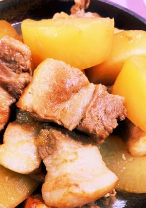圧力鍋で簡単豚大根　こっそり梅干し風味-レシピのメイン写真