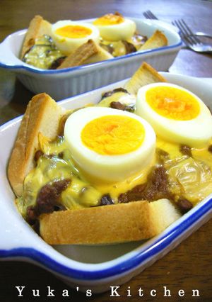 ひき肉とゆで卵となすのカレーパングラタン-レシピのメイン写真