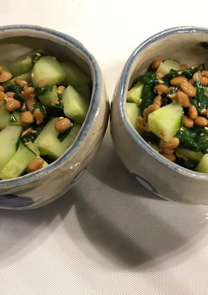 つるむらさきとキュウリと納豆の和え物-レシピのメイン写真