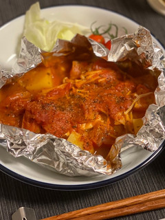 鮭のホイル焼き トマトアクアパッツァ風-レシピのメイン写真