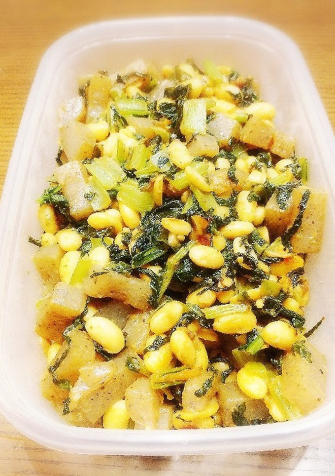 作り置き　簡単!!大豆と小松菜の味噌炒め-レシピのメイン写真