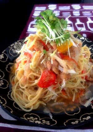 野菜たっぷりツナおろしポン酢パスタ-レシピのメイン写真