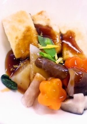 揚げ焼き豆腐のゆずあんかけ（透析食）-レシピのメイン写真