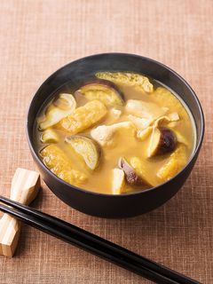 なすと豚バラのカレーみそ汁-レシピのメイン写真